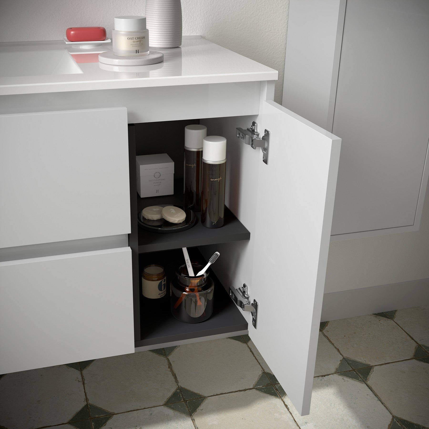 Mueble de baño NOJA 850 2 cajones y 1 puerta derecha - Lavabo - BañoClick