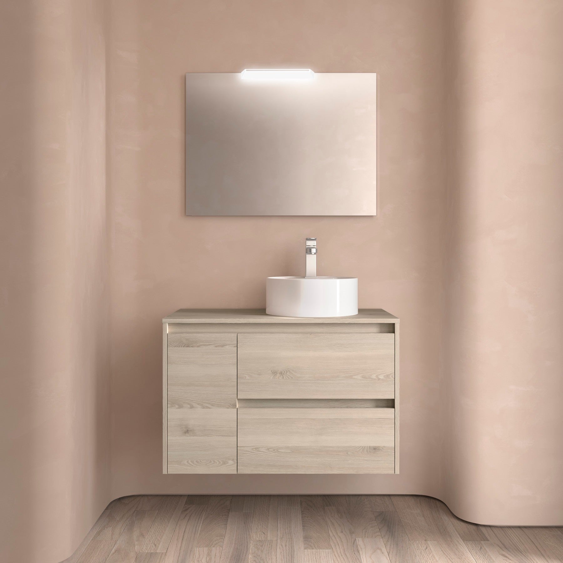 Mueble de baño NOJA 850 2 cajones y 1 puerta izquierda - Encimera - BañoClick