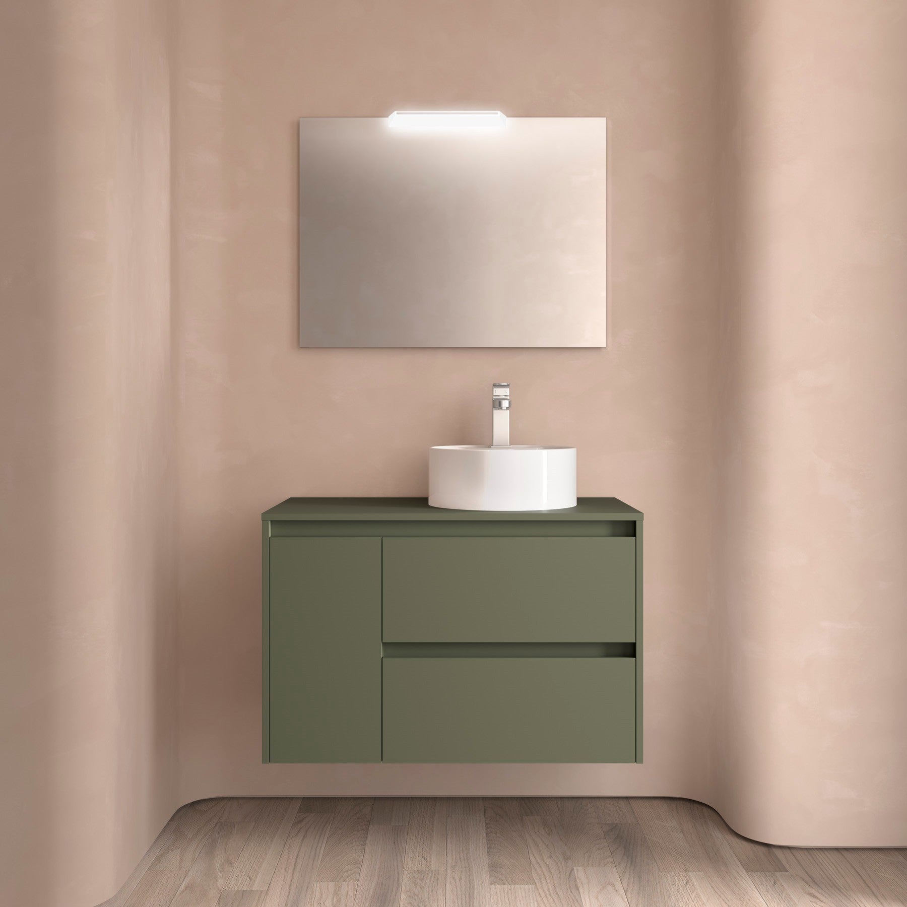Mueble de baño NOJA 850 2 cajones y 1 puerta izquierda - Encimera - BañoClick