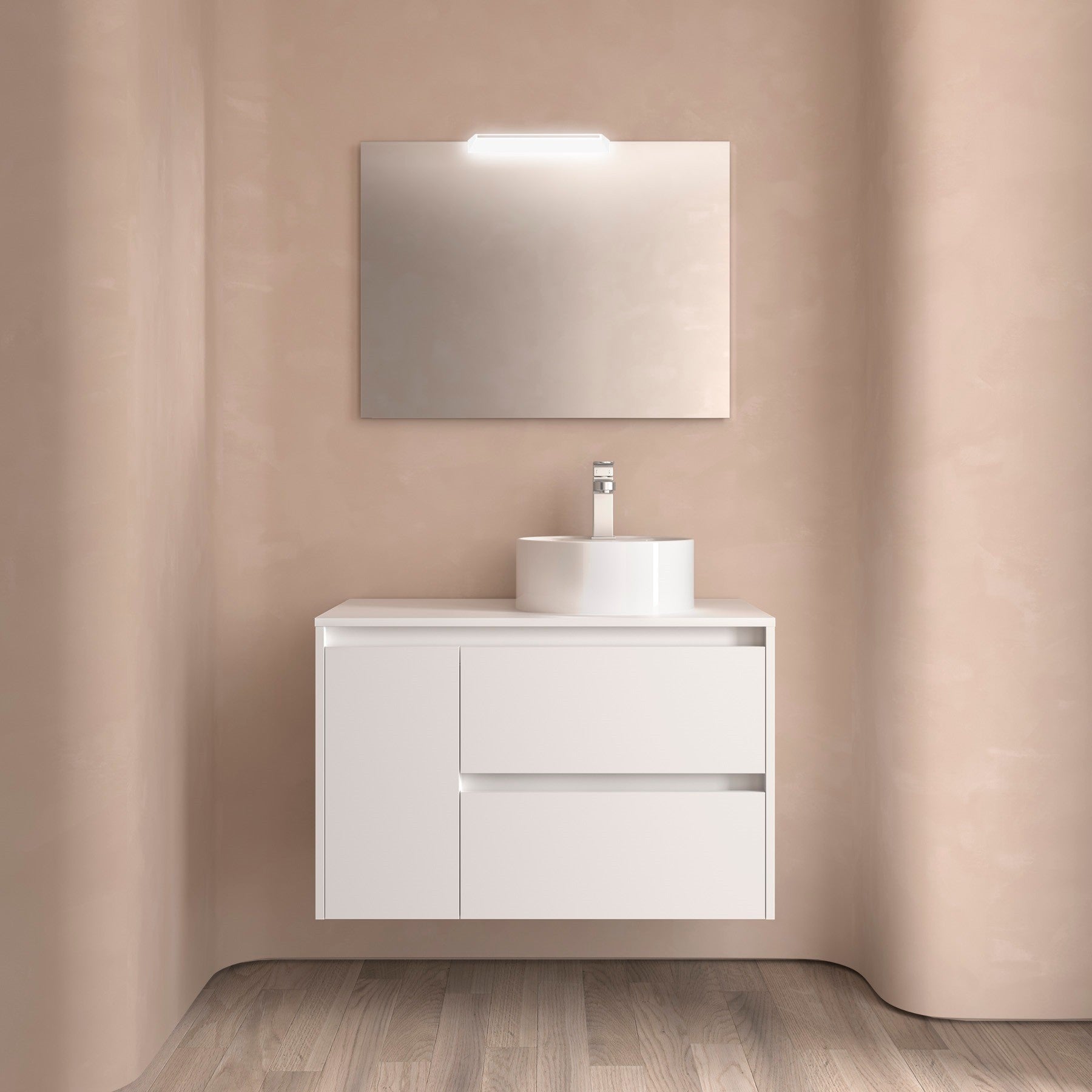 Mueble de baño NOJA 850 2 cajones y 1 puerta izquierda - Encimera - BañoClick