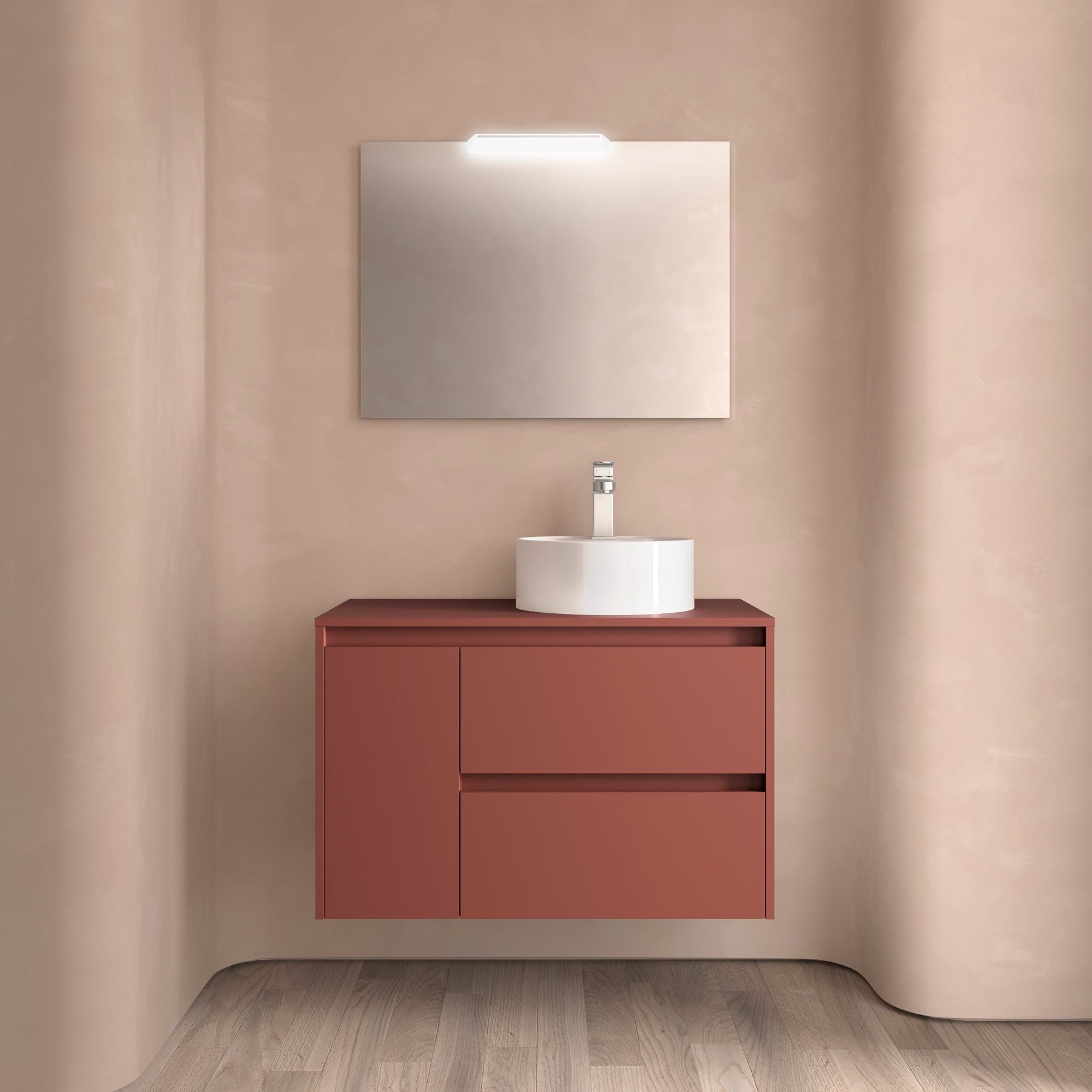 Mueble de baño NOJA 850 2 cajones y 1 puerta izquierda - Encimera - BañoClick