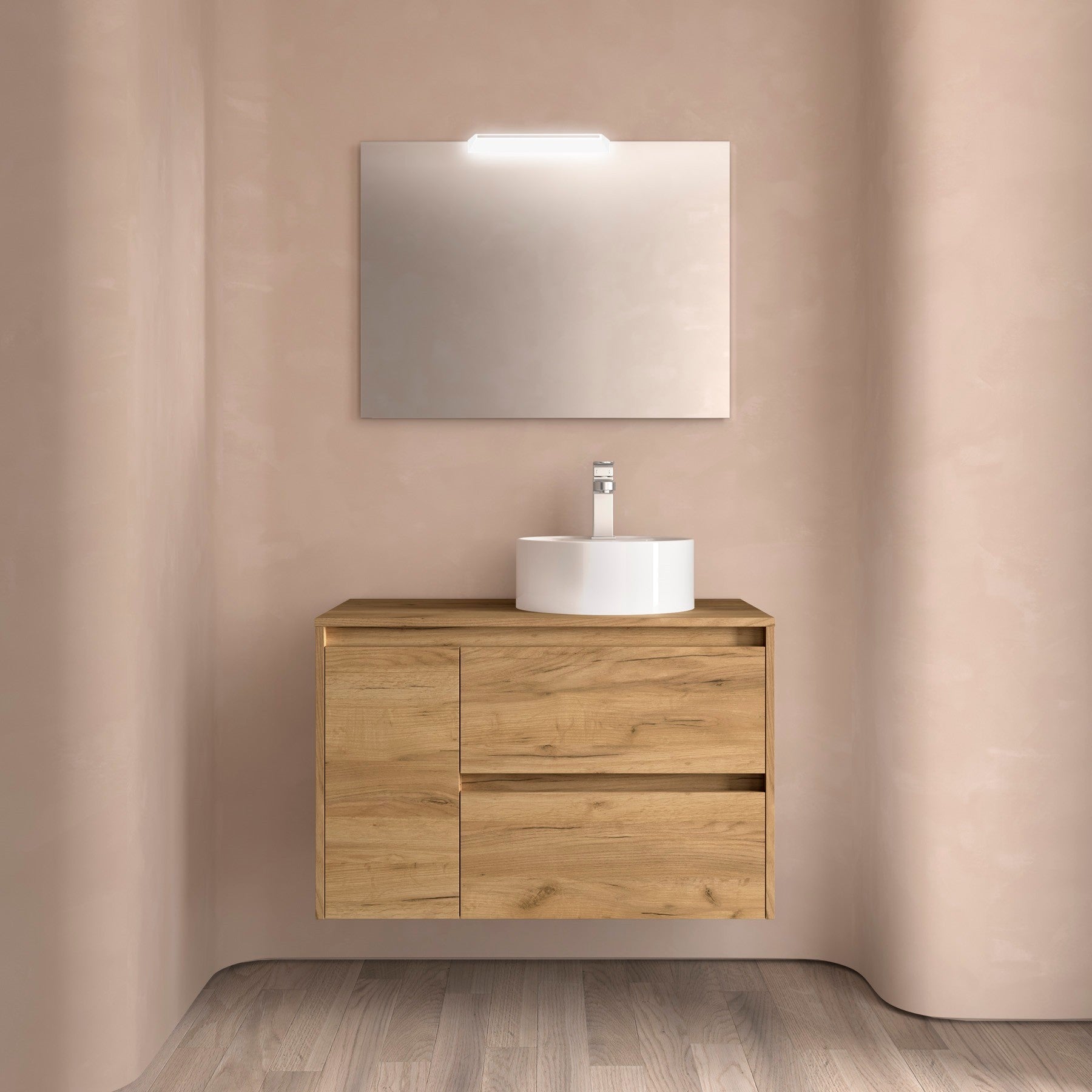 Mueble de baño NOJA 850 2 cajones y 1 puerta izquierda - Encimera - BañoClick