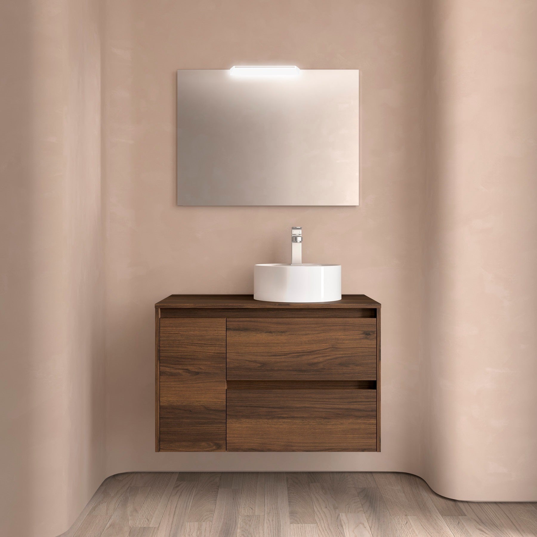 Mueble de baño NOJA 850 2 cajones y 1 puerta izquierda - Encimera - BañoClick
