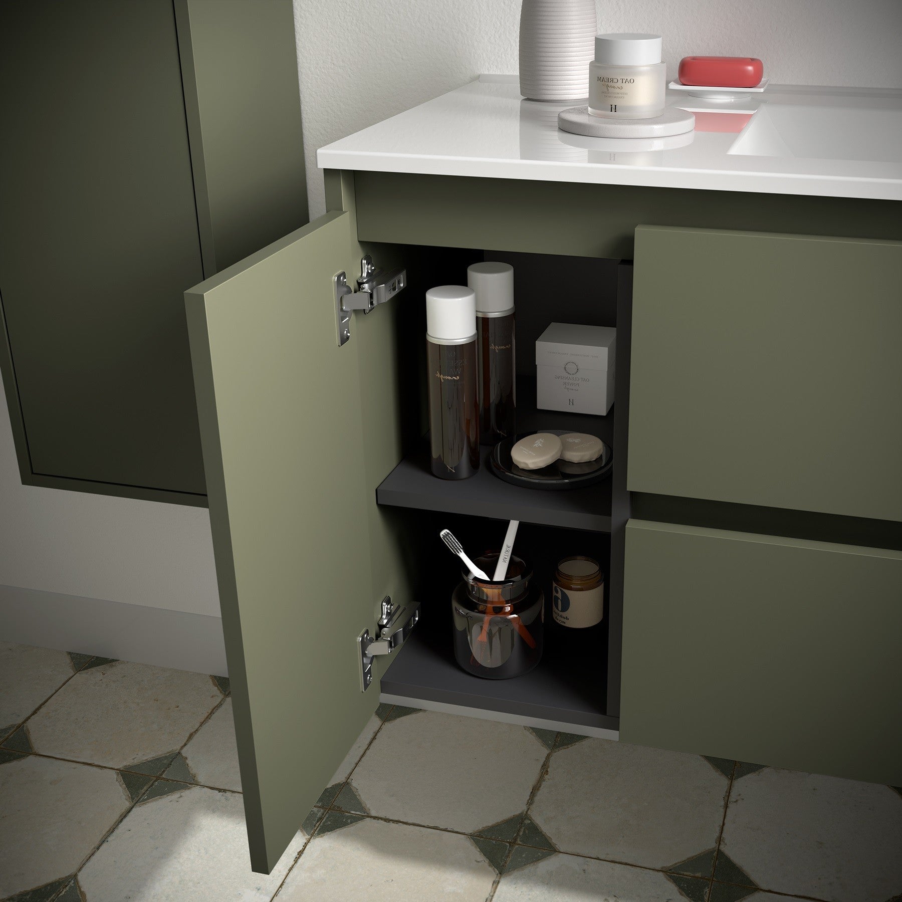 Mueble de baño NOJA 850 2 cajones y 1 puerta izquierda - Lavabo - BañoClick