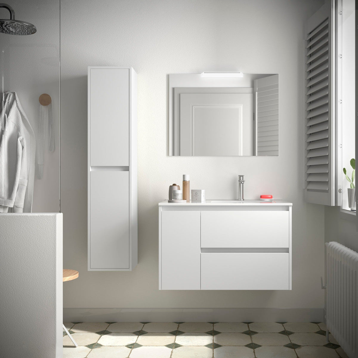 Mueble de baño NOJA 850 2 cajones y 1 puerta izquierda - Lavabo - BañoClick