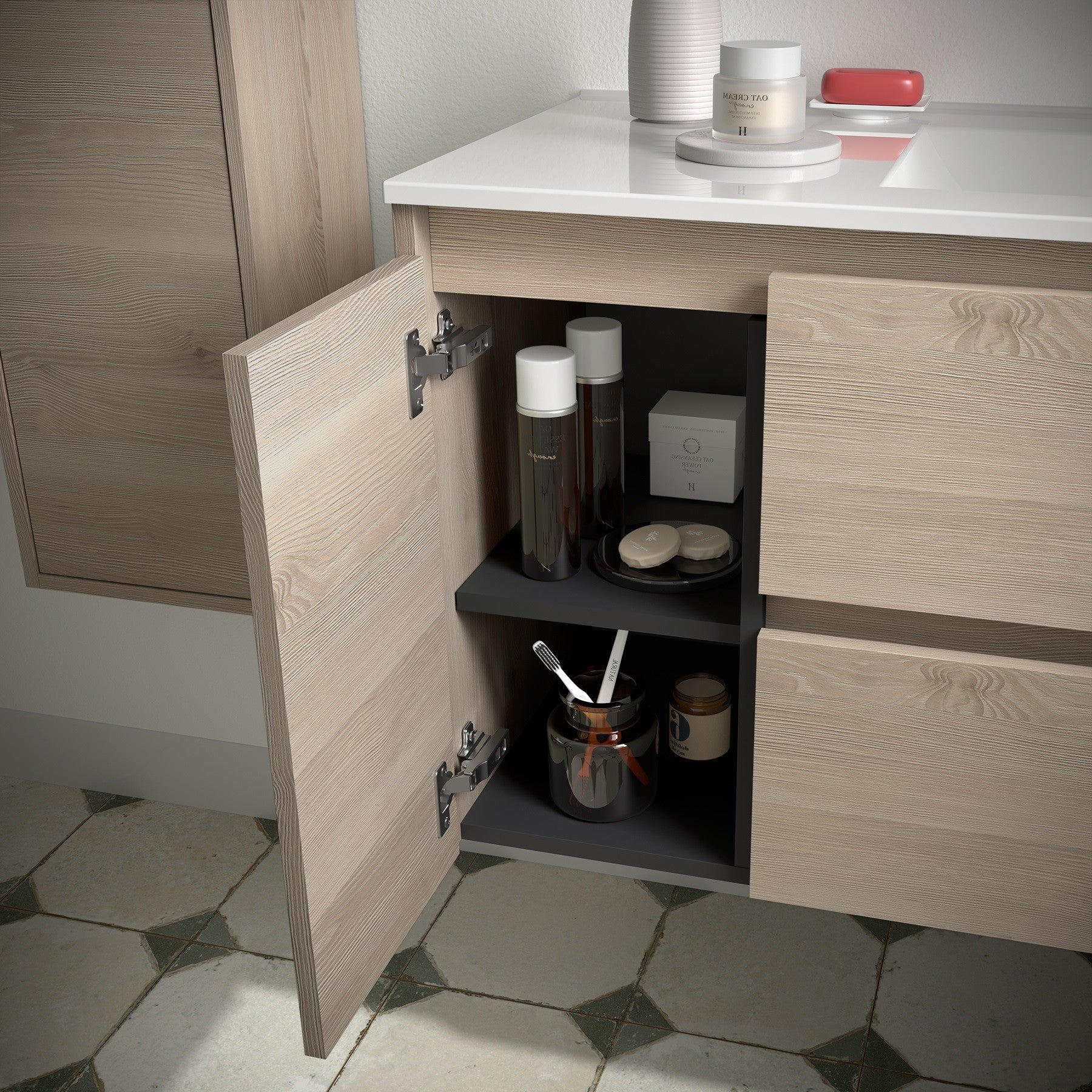 Mueble de baño NOJA 850 2 cajones y 1 puerta izquierda - Lavabo - BañoClick