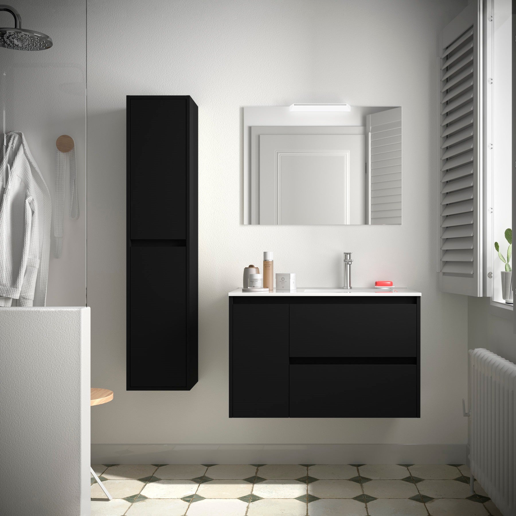 Mueble de baño NOJA 850 2 cajones y 1 puerta izquierda - Lavabo - BañoClick