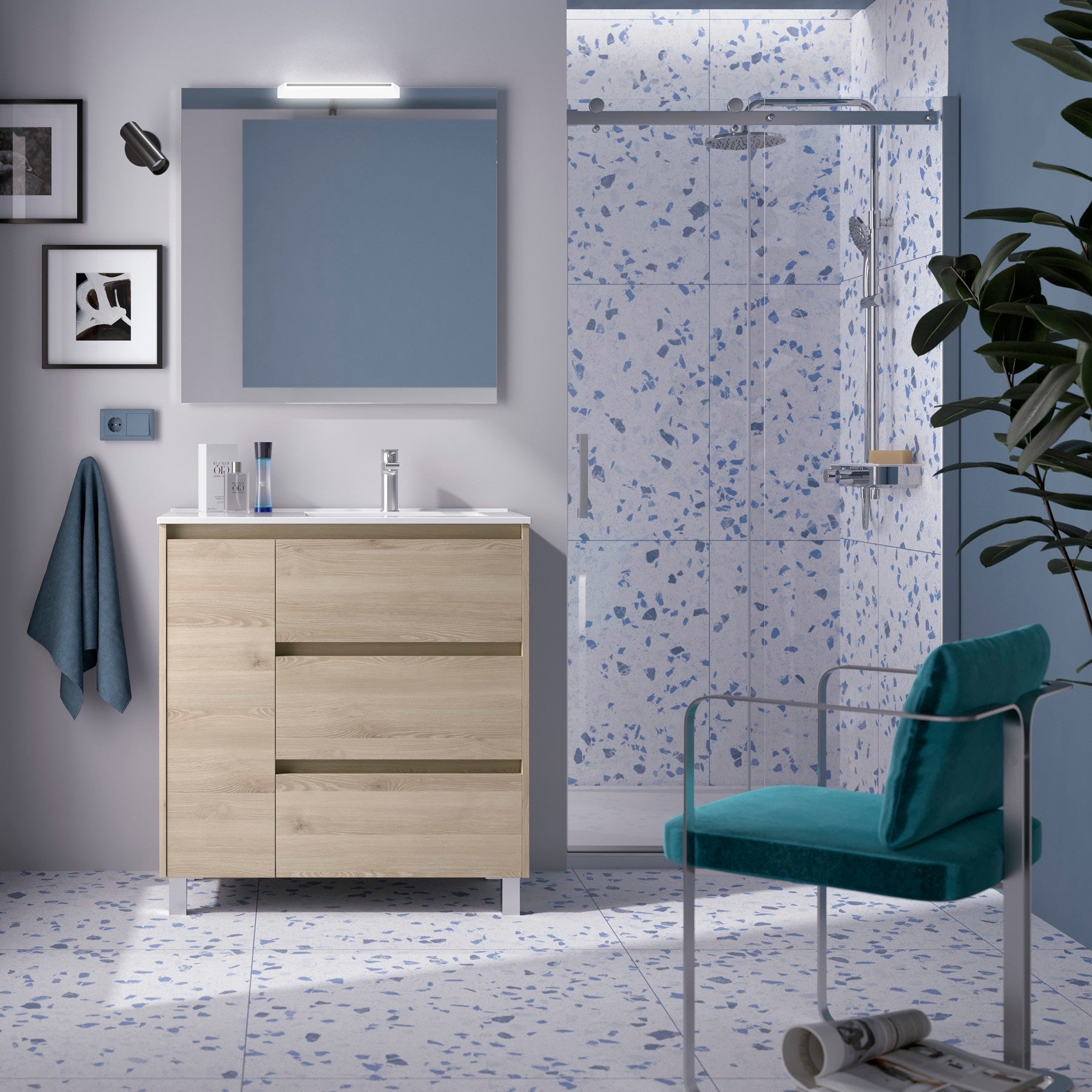 Mueble de baño NOJA 850 3 cajones y 1 puerta izquierda - BañoClick