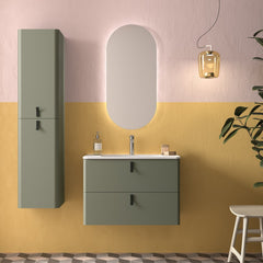 Mueble de baño UNIIQ 600 BLANCO MATE Lavabo Tiradores CROMO - BañoClick