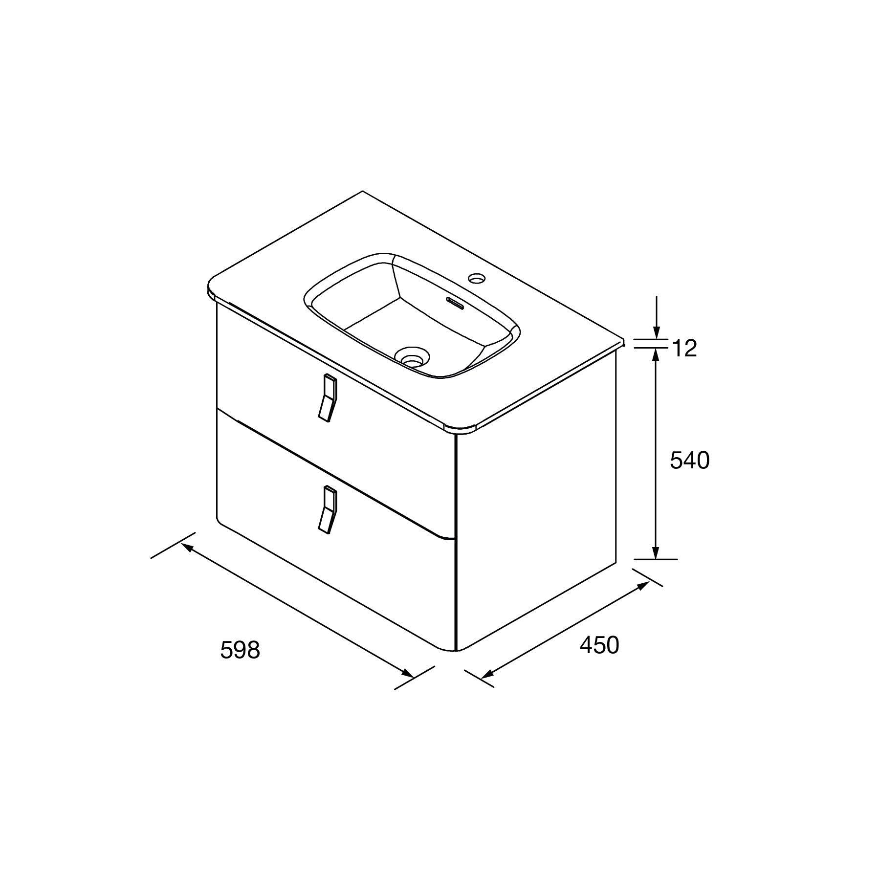 Mueble de baño UNIIQ 600 BLANCO MATE Lavabo Tiradores CROMO - BañoClick
