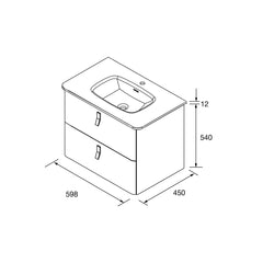 Mueble de baño UNIIQ 600 BLANCO MATE Lavabo Tiradores CROMO - BañoClick