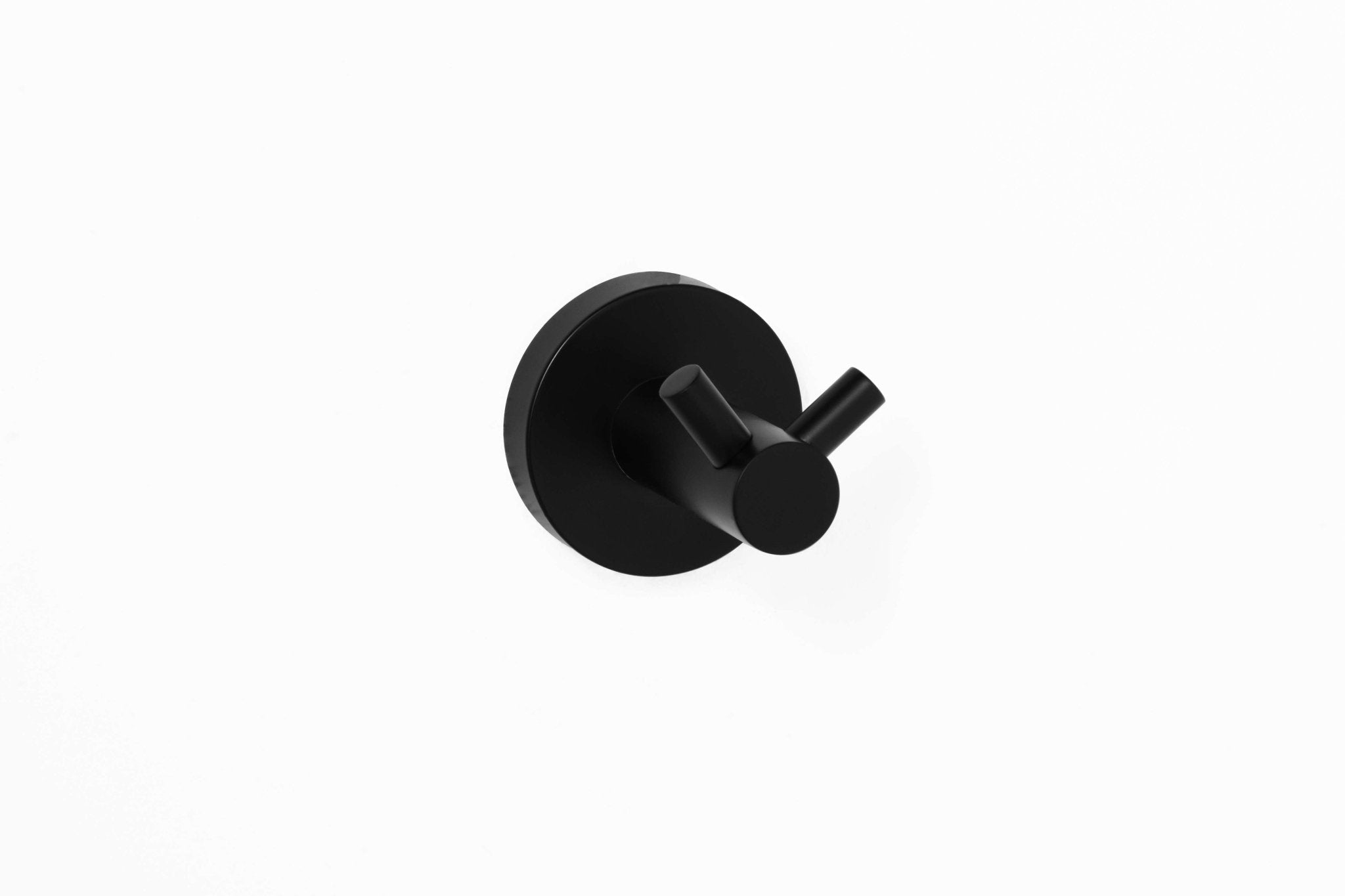 PERCHA DOBLE NEGRO MATE - BañoClick
