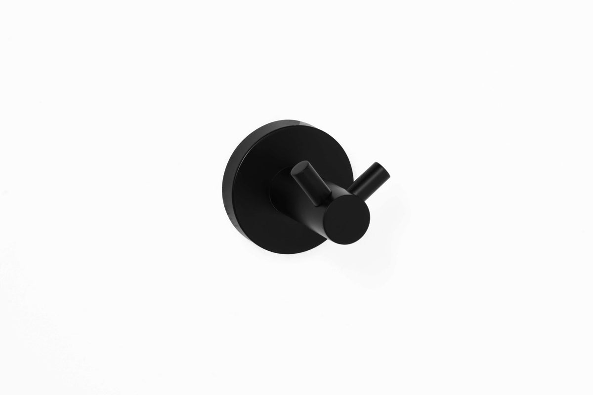 PERCHA DOBLE NEGRO MATE - BañoClick