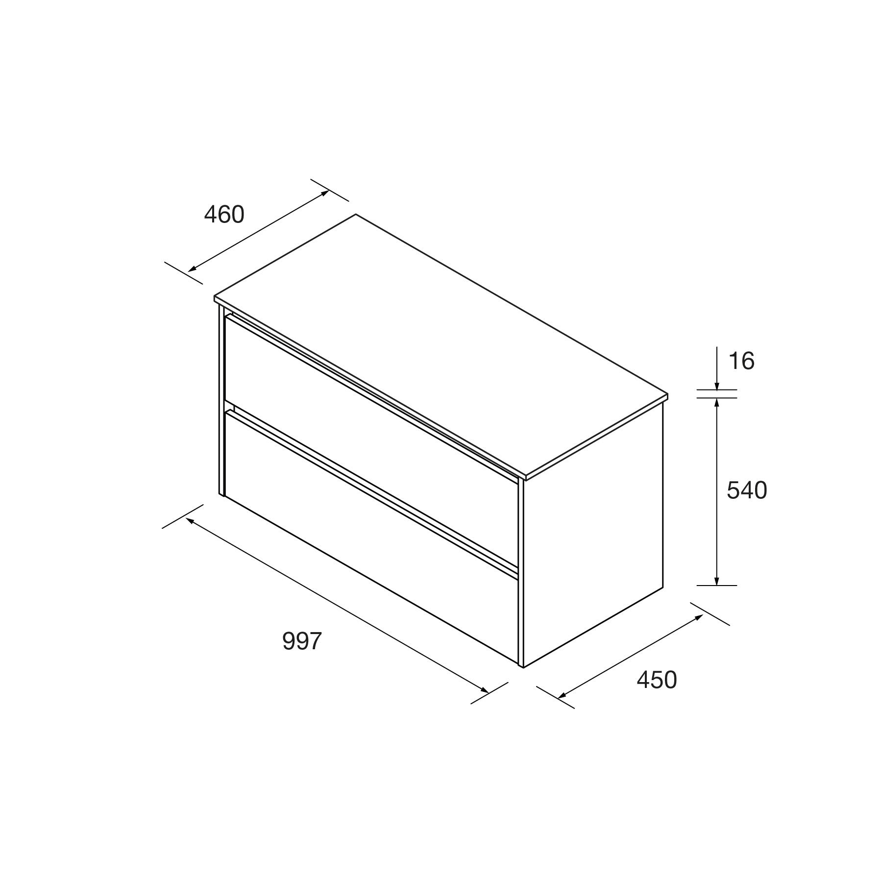 Mueble de baño NOJA 100 cm - 2 CAJONES - ENCIMERA - BañoClick